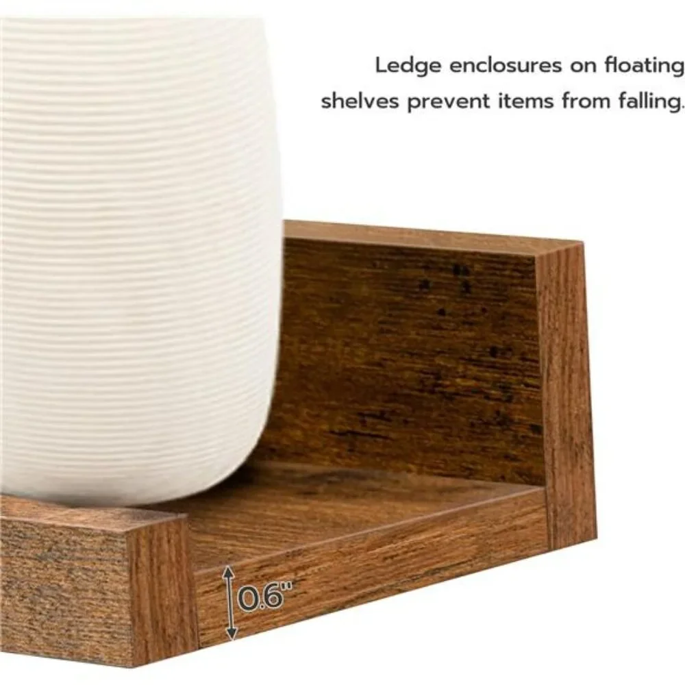 Floating Shelves, Wall Shelf Set of 3,35.4 Inches Hanging Shelf with Raised Edge